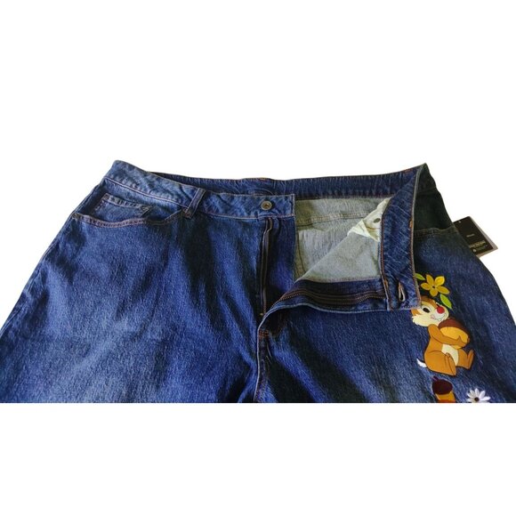 Disney Her Universe Women's Size 20 Chip & Dale Embroidered Denim Mom Jeans NWT - Picture 14 of 15